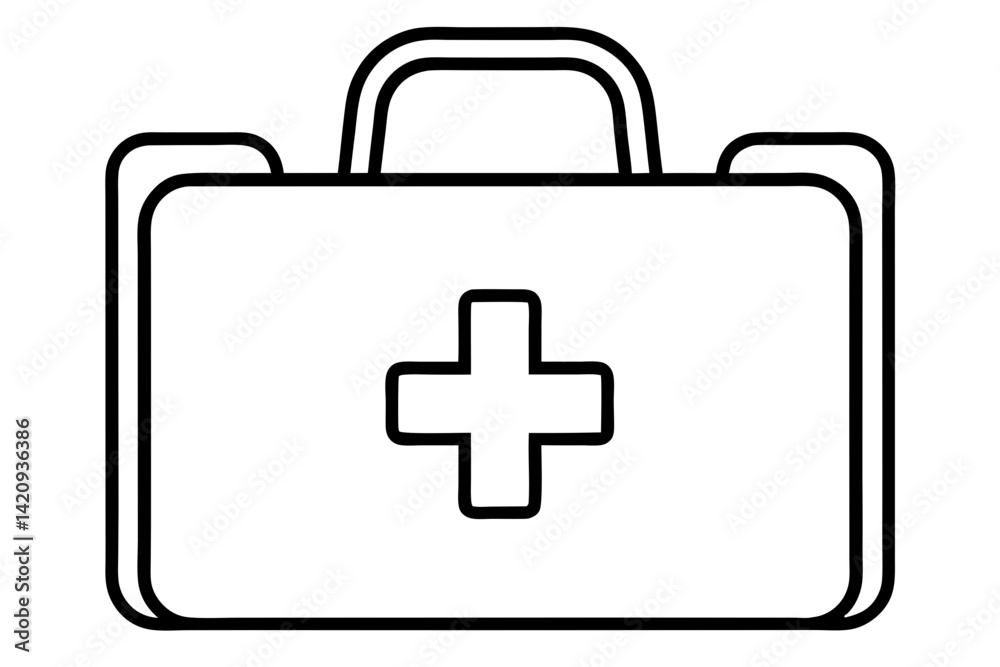 First Aid Kit Line Art Vector Illustration First Aid Kit Line Art Vector Illustration