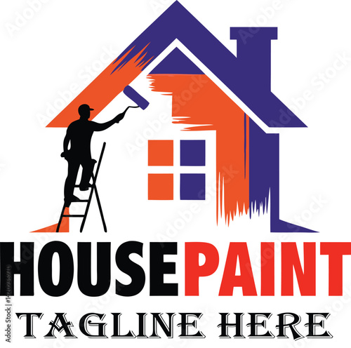 home house paint painting logo design vector illustration template.
