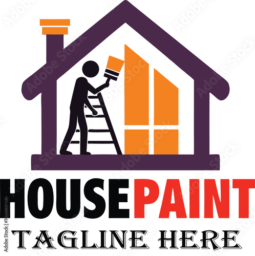 home house paint painting logo design vector illustration template.
