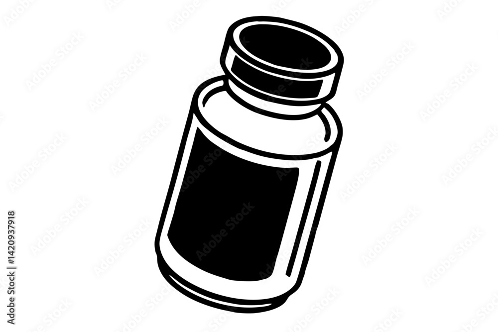 Pill Bottle Line Art Vector Illustration Pill Bottle Line Art Vector Illustration