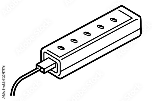 Power Strip Surge Protector Line Art Vector Illustration