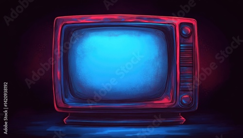 Retro television with vibrant neon glow