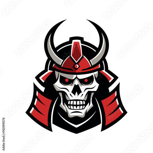Fierce Samurai Skull Logo Design
