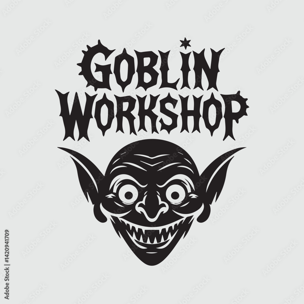 Fototapeta premium goblin silhouetteof black logo design on whith background