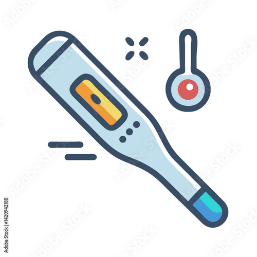 Digital Thermometer Icon Representing Body Temperature Measurement and Health Monitoring