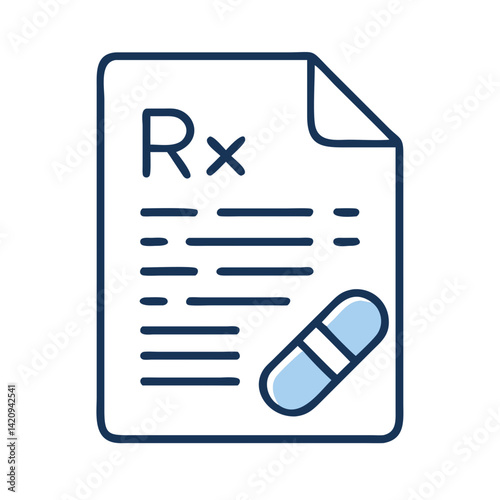 Prescription Document with Pills Icon Representing Medical Treatment and Medication