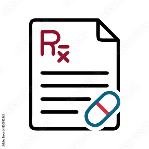 Prescription Document with Pills Icon Representing Medical Treatment and Medication
