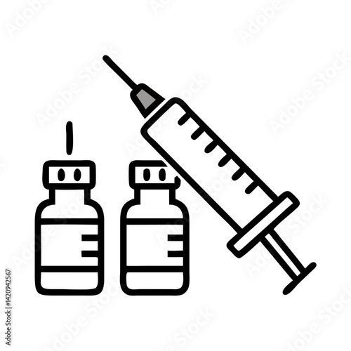 Syringe with Vials Icon Representing Vaccine and Medical Injection