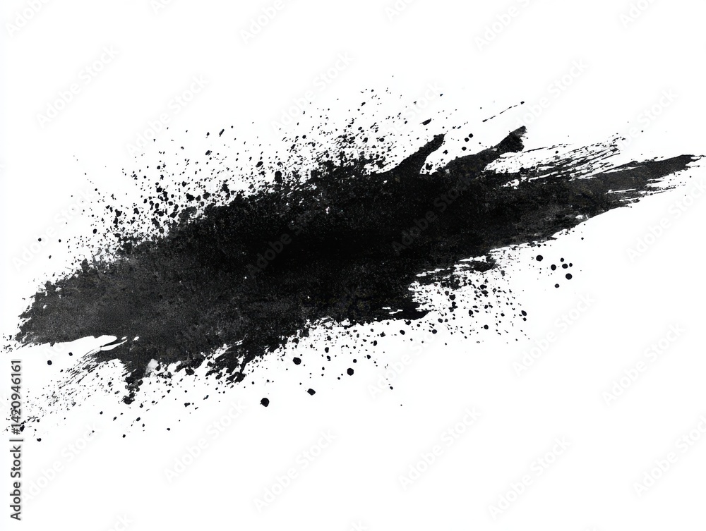 Ink splash with grunge texture and splatter effect isolated on white background Ink splash with grunge texture and splatter effect isolated on white background