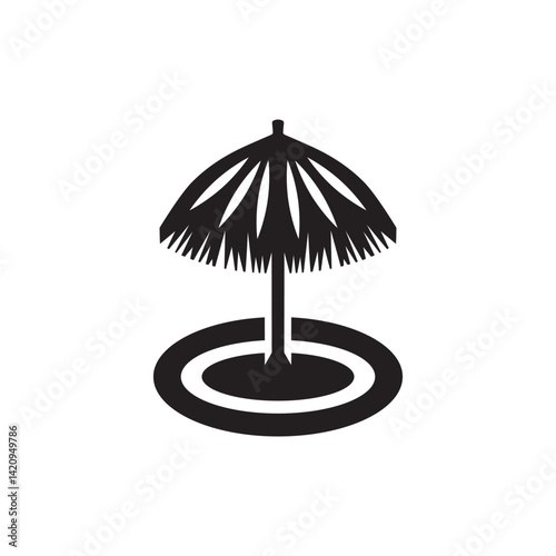 Silhouette of a tropical thatched umbrella