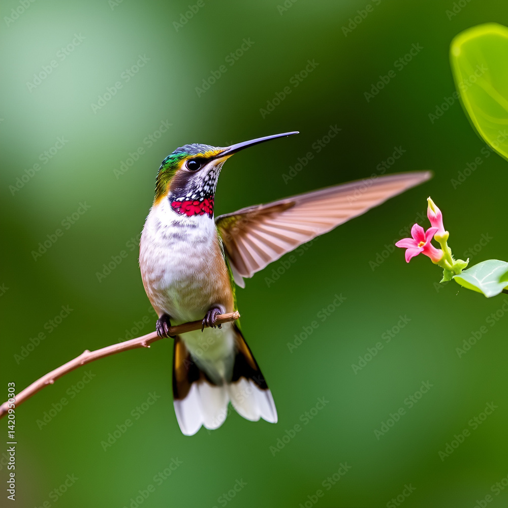 Fototapeta premium Scissor-tailed Hummingbird, Hylonympha macrocerca