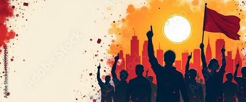 Labour Day Protest Artwork: Bold Graphics & Emotive Styles for Activist Narratives - Premium Photo Stock Imagery with Left Space for Text photo