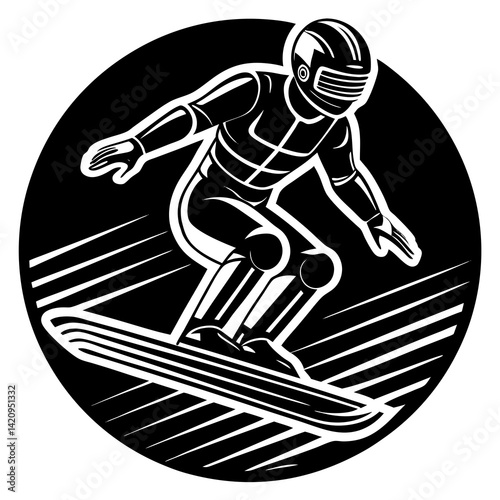 Create a thrilling icon for a futuristic hoverboard stunt game. Show a rider mid-flip or trick in the air with speed trails and glowing hover effects. Use bright neons like pink, blue, and white.


