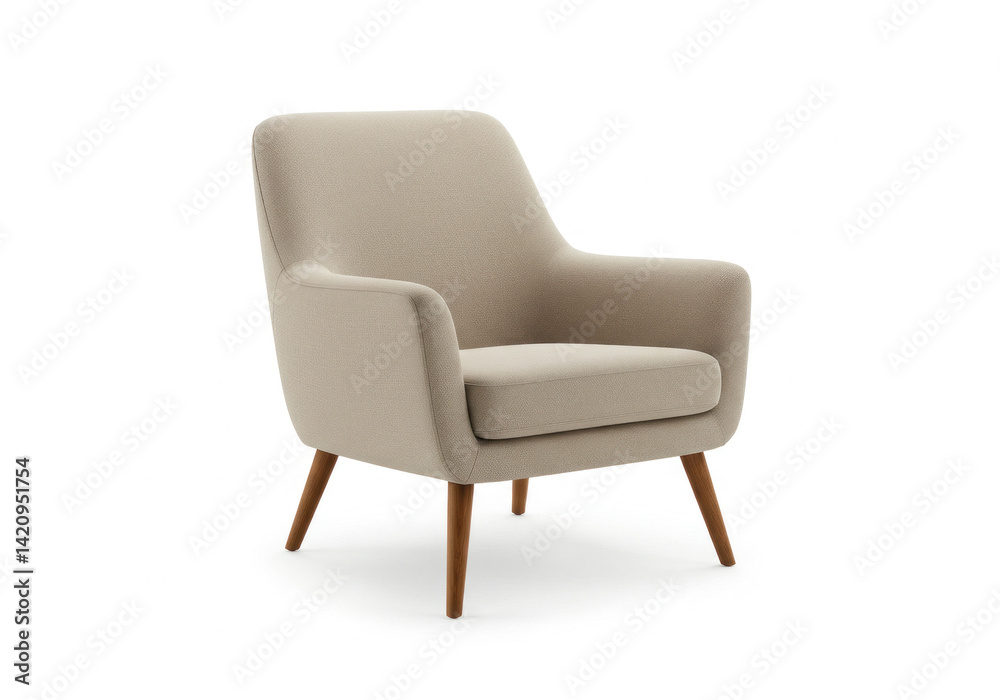 Arm chair with wooden legs and beige upholstering Arm chair with wooden legs and beige upholstering