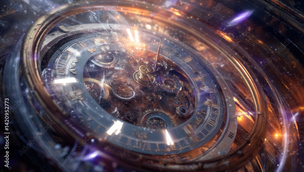 Intricate Clockwork Mechanism: Gears, Time, and Movement in a Cosmic Setting Intricate Clockwork Mechanism: Gears, Time, and Movement in a Cosmic Setting
