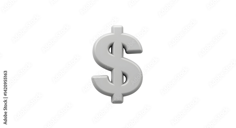 3D Dollar Sign on White Background Symbolizing Finance and Money 3D Dollar Sign on White Background Symbolizing Finance and Money