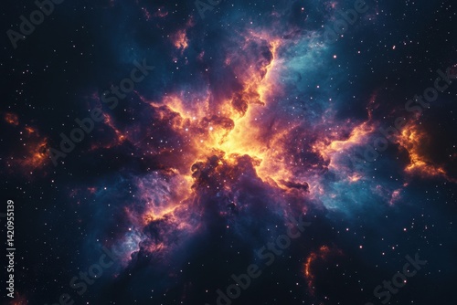 A vibrant cosmic explosion featuring a luminous nebula in the universe's depths for astronomy lovers and celestial-themed ventures