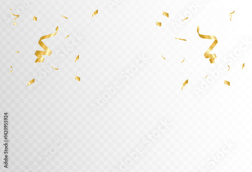 Confetti explosion on transparent background. Pieces of shiny gold paper flying and spreading. black color. vector illustration,Vector EPS 10.