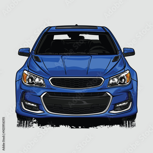 Blue Chevy SS car illustration