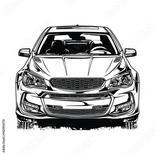 Black and White Chevy SS car illustration