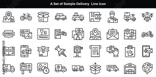 Delivery Icon Vector Set, Shipping Package Service Graphics