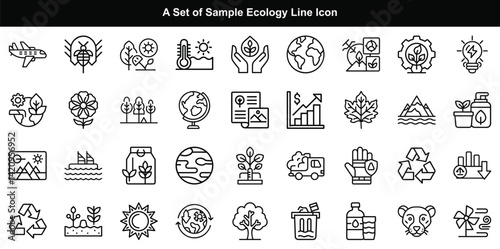 Ecology Icon Vector Set, Nature Environment Recycle Graphics