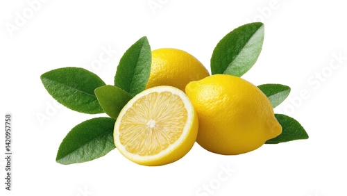 Wallpaper Mural Lemons leaves set on white surface Torontodigital.ca