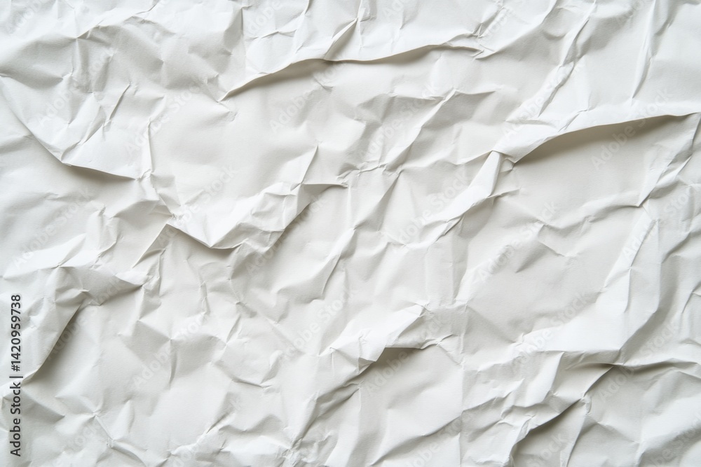 Crumpled white paper texture. A close-up view of tightly crumpled white paper, showcasing various folds and creases. The texture is uneven and has a slightly rough appearance Crumpled white paper texture. A close-up view of tightly crumpled white paper, showcasing various folds and creases. The texture is uneven and has a slightly rough appearance