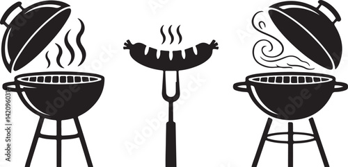 Grill bbq vector icon set 