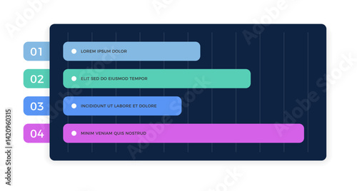 Bar chart infographic template with four elements, vector eps10 illustration