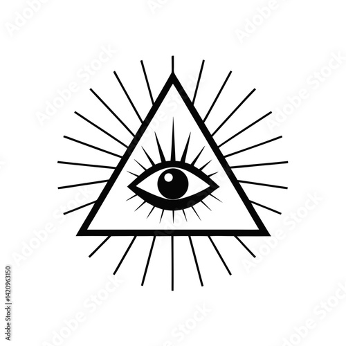 Vintage Eye of Providence in Rays Graphic T-Shirt Design