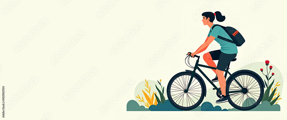 Fototapeta premium Lifestyle teenage with bicycle illustration design vibrant youth culture active transportation healthy lifestyle and freedom represented through cycling concept as Illustrated teenage lifestyle featur