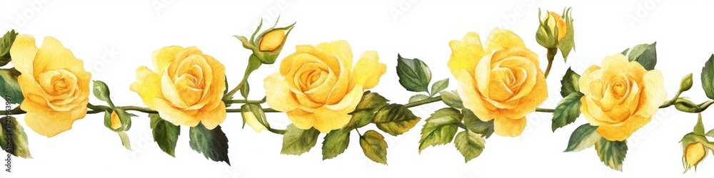 Naklejka premium Yellow Rose Border (1)