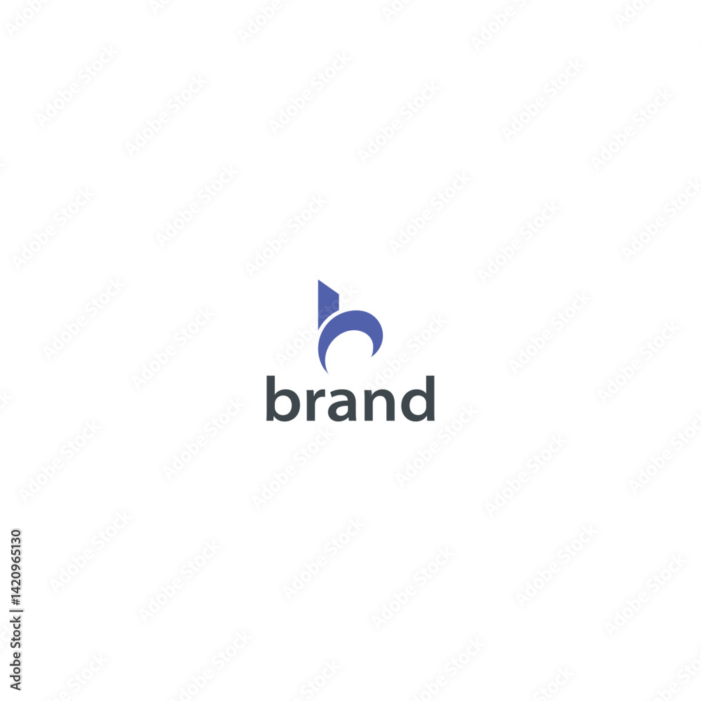 Minimal Letter B with Wave Brand Logo on White Background Minimal Letter B with Wave Brand Logo on White Background