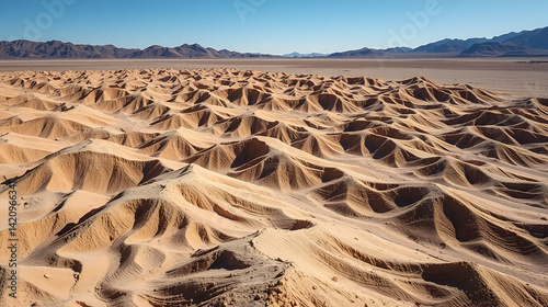 Yardangs-wind eroded rock and bedrock surfaces-alternating ridges and furrows-Qaidam desert-Qinghai-China-0540