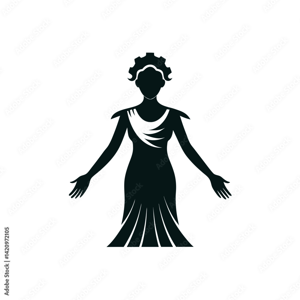 Fototapeta premium mythology folklore retro greek goddess silhouette t-shirt design