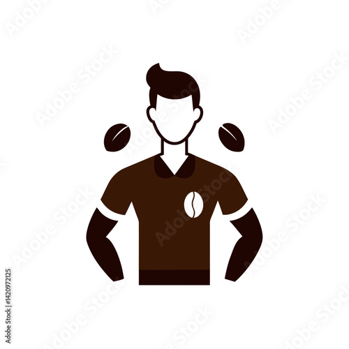 retro barista with coffee beans graphic isolated on white t-shirt design