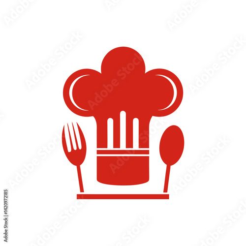 retro chef hat with utensils graphic isolated on white t-shirt design