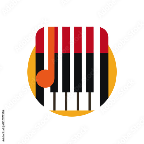 retro piano keys and melody graphic isolated t-shirt design vector