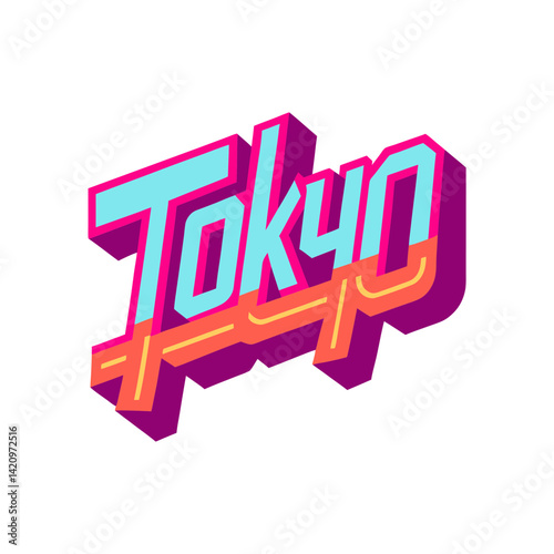 retro tokyo street neon sign graphic isolated t-shirt design vector