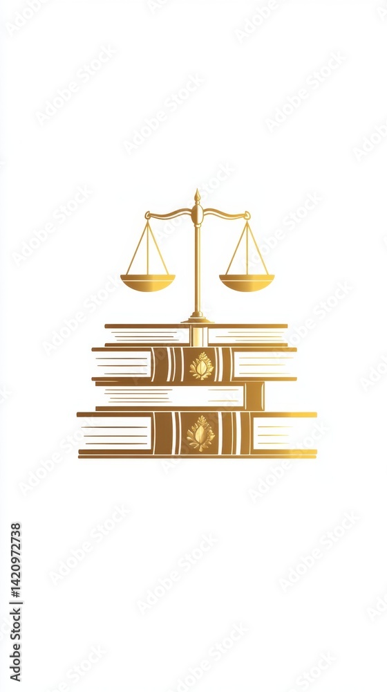 Golden Scales of Justice on Top of Books