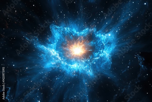 Cosmic adventure: stunning supernova nebula and dazzling stars crafting an enchanting outer space backdrop for science fiction aficionados and astronomy enthusiasts