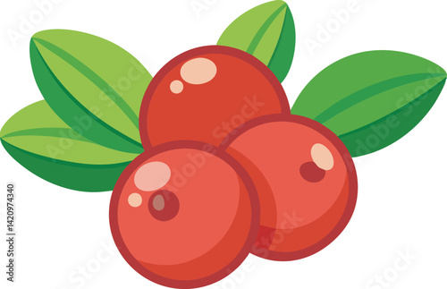 A vibrant vector art illustration showcasing fresh, juicy cranberries, highlighting their rich color and natural texture in detail.