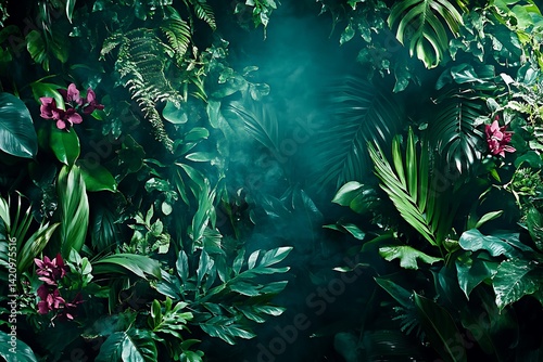 Wallpaper Mural Lush tropical foliage backdrop, vibrant greenery and deep colors. Torontodigital.ca
