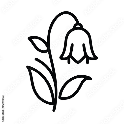 Black and White Bluebell Flower Illustration