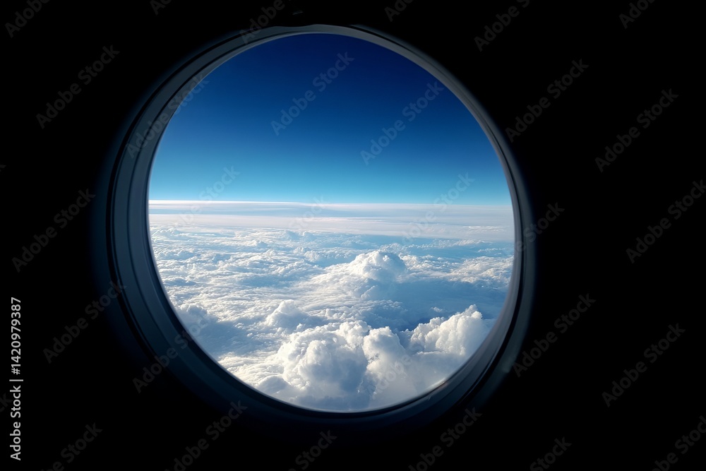 Cloudscape Viewed from Airplane Window: A Breathtaking Aerial Perspective of Cumulus Clouds and Blue Sky During Flight Cloudscape Viewed from Airplane Window: A Breathtaking Aerial Perspective of Cumulus Clouds and Blue Sky During Flight