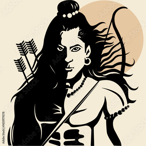 Lord Ram Vector Illustration – Hindu Mythology Art