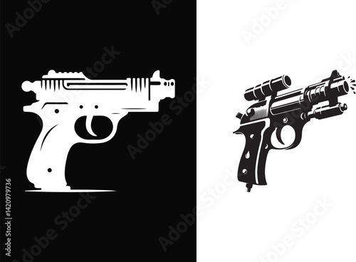 Water Gun Silhouette Icons Vector Set