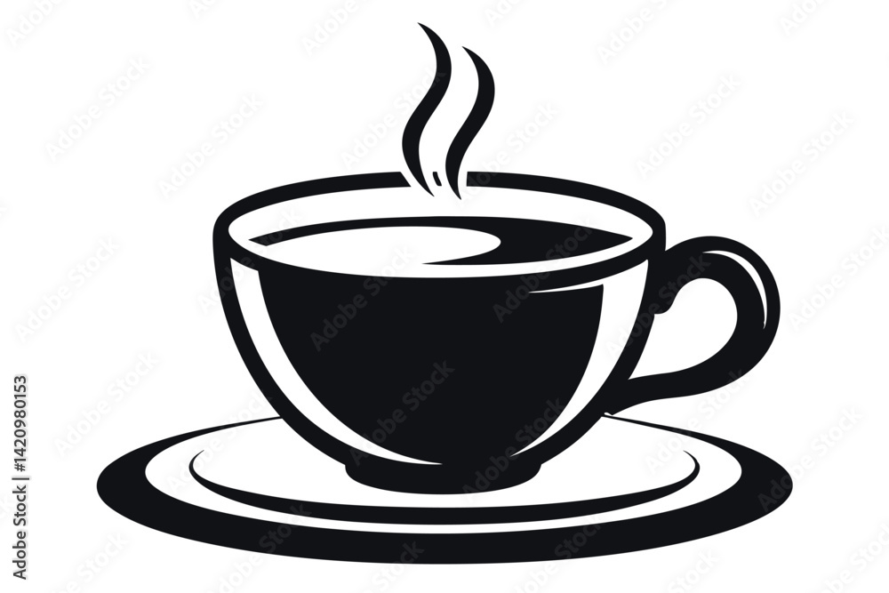Elegant Coffee Cup Silhouette Vector for Logo Use Elegant Coffee Cup Silhouette Vector for Logo Use