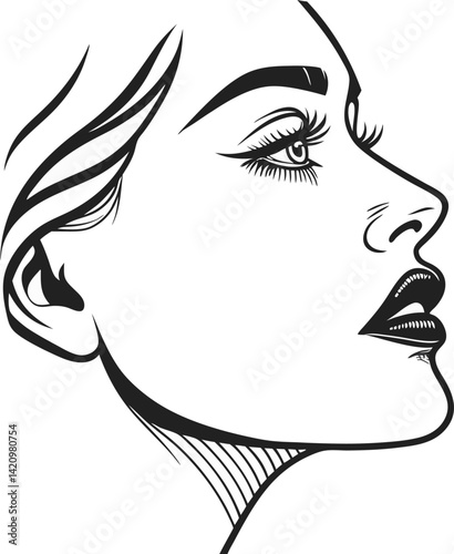 Beautiful woman, lip woman, face makeup on white background.